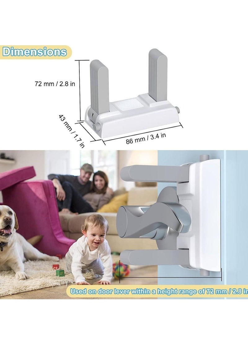 Child Door Lever Lock, 3PCS White Child Door Lever Lock, Self-Adhesive Baby Proofing Safety Door Lock Without Drilling, Universal Door Lever Lock for Children and Pets - Image 2