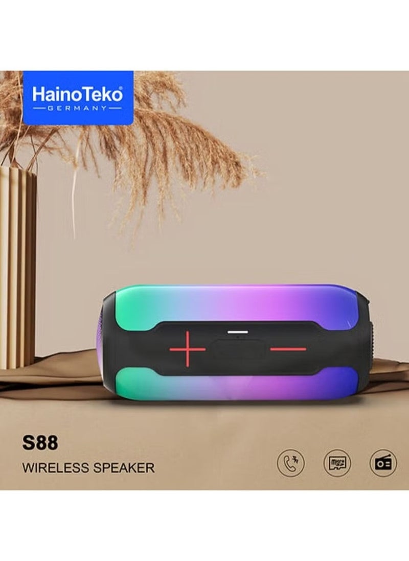 Haino Teko Wireless Bluetooth Speaker with LED Light & Button Control – High-Quality Sound, Compact Design, Rechargeable Battery for Parties, Outdoors, and Events – Black - Image 4