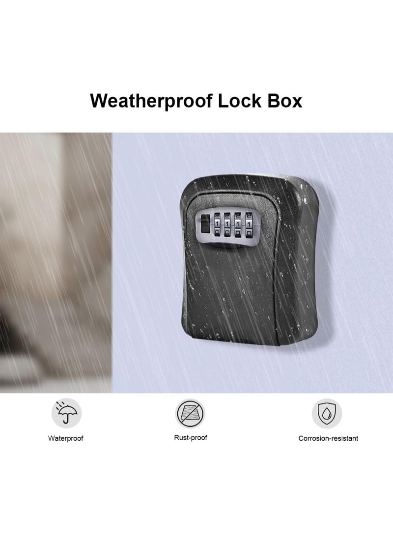 Waterproof Wall-Mounted Key Lock Box, 4-Digit Combination Lock, Outdoor Key Safe for House Keys - Image 3