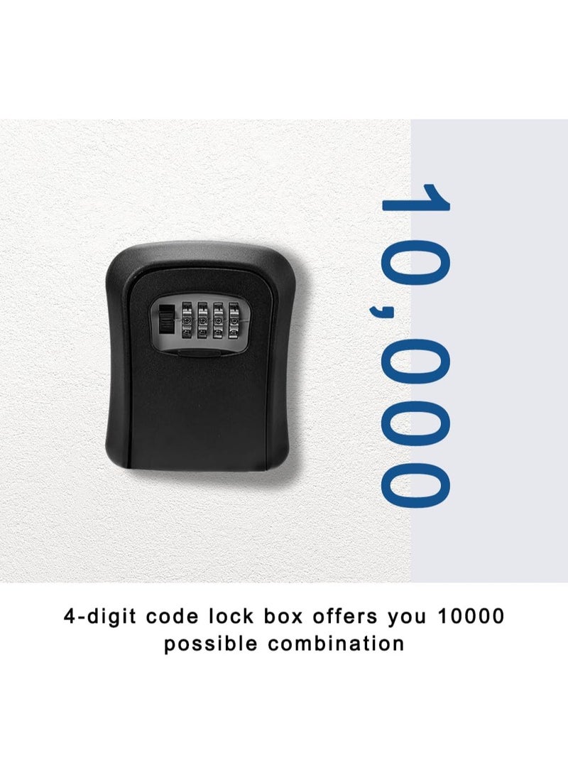 Waterproof Wall-Mounted Key Lock Box, 4-Digit Combination Lock, Outdoor Key Safe for House Keys - Image 2