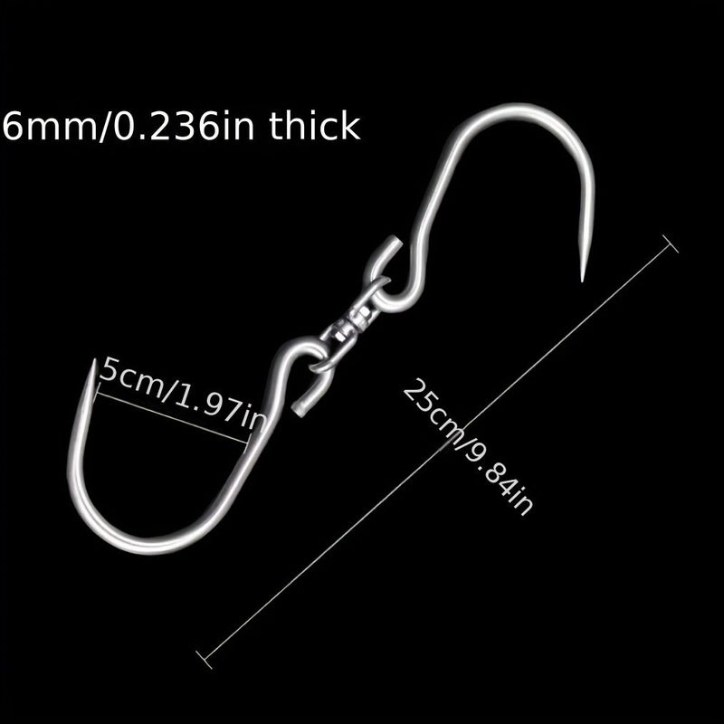 304 Stainless Steel Pork Hook With Rotatable Top 10mm Thick Solid - Image 3