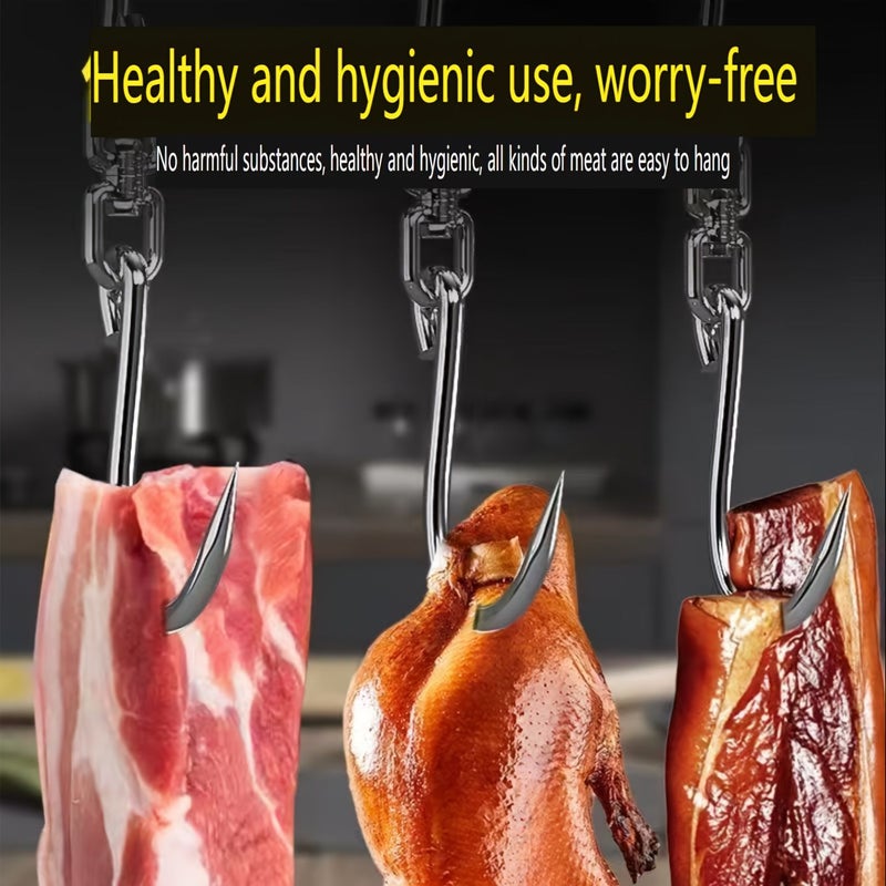 304 Stainless Steel Pork Hook With Rotatable Top 10mm Thick Solid - Image 5