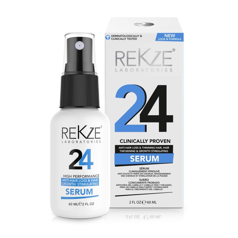 rekze سيروم REKZE 24 لنمو الشعر - تركيبة بروكابيل 5% المثبتة سريرياً، علاج متقدم لتكثيف الشعر للرجال والنساء، رذاذ مانع لداء الثعلبة يمنع تساقط الشعر ويستهدف الصلع - Image 1