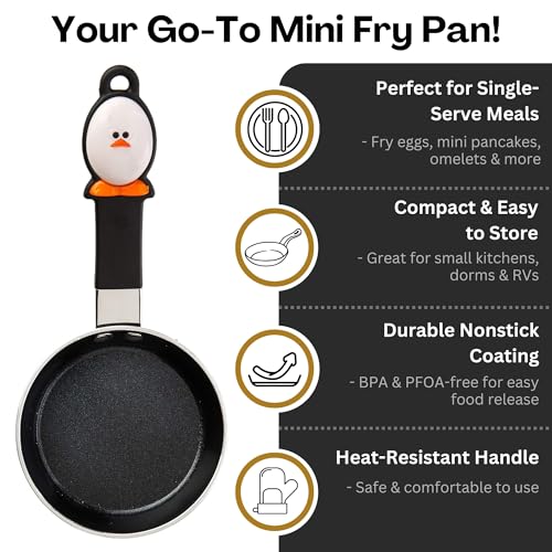 Joie Mini Egg Frying Pan, Small Nonstick Skillet, Heat-Resistant Handle, Perfect Breakfast for One, Ideal for Egg Sandwiches and Pancakes, 4.5 Inch, BPA-Free, PFOA-Free - Image 2