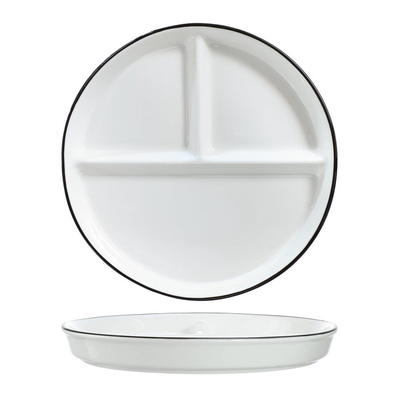 Bicuzat 1 PCS Ceramic Dinosaur Portion Control Plate Divided Dish for Rational Eating Divided Dessert Plate Salad Plate Dinner PlateWhite8 Inch