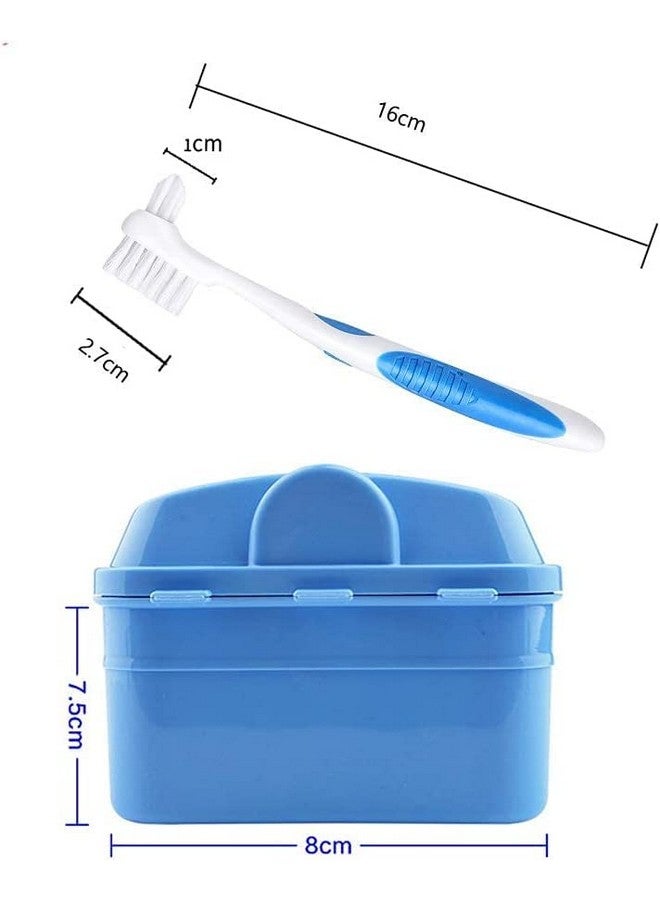 Y-Kelin Denture Retainer Cleaner Kit, Denture Cleaning Case With Denture Brush (Blue) - Image 2