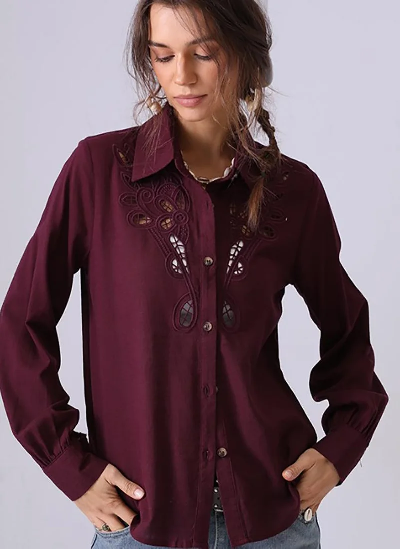 YUNIQEE Coffee Brown Spread Collar Regular Sleeves Regular Fit Shirt