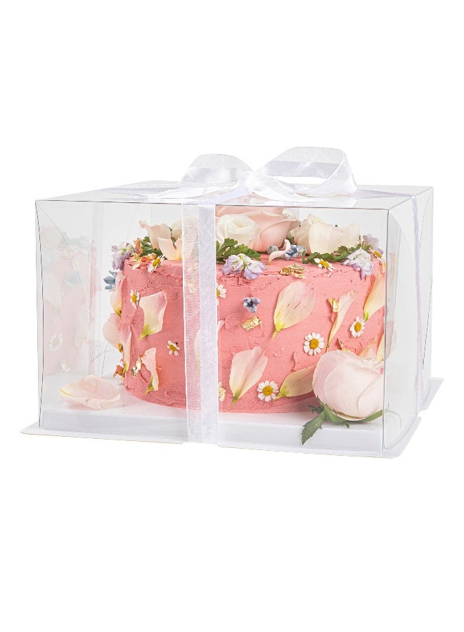 Restaurantware Sweet Vision 10 Inch x 6.75 Inch Transparent Cake Boxes, 10 Grease Resistant Base Clear Cake Boxes - Disposable, Plastic Birthday Cake Boxes, For Weddings Or Birthdays - Image 2