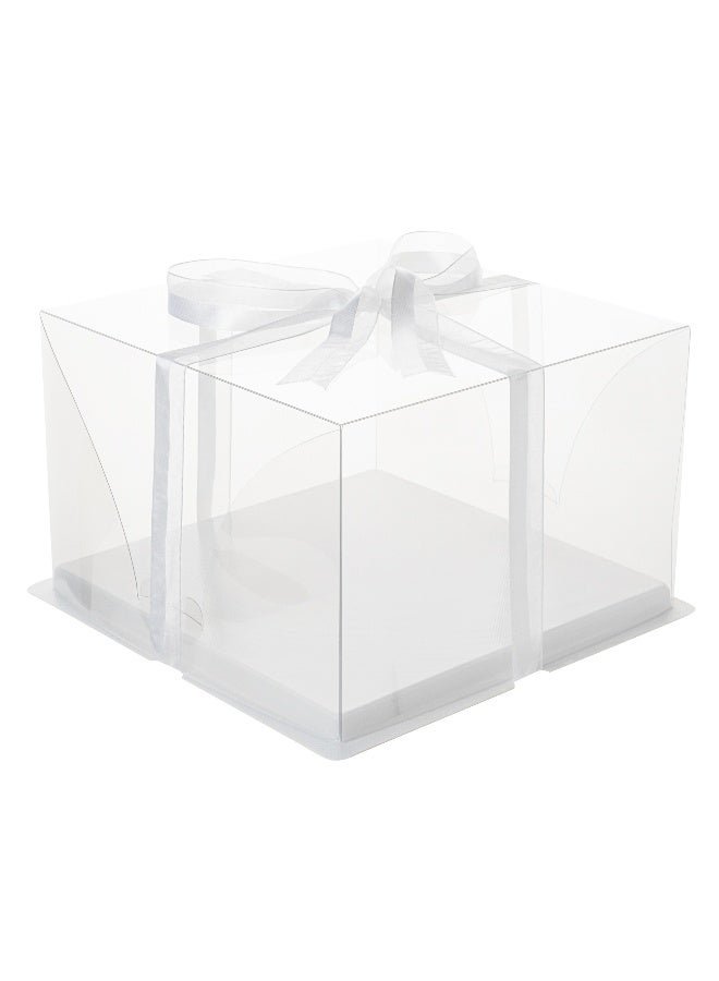 Restaurantware Sweet Vision 10 Inch x 6.75 Inch Transparent Cake Boxes, 10 Grease Resistant Base Clear Cake Boxes - Disposable, Plastic Birthday Cake Boxes, For Weddings Or Birthdays - Image 1
