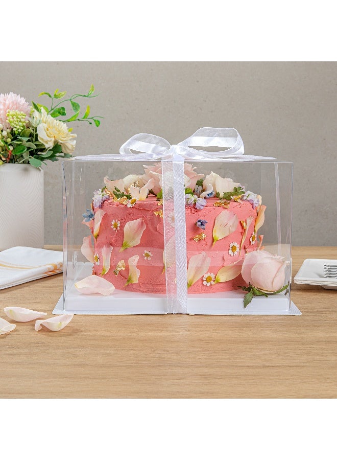 Restaurantware Sweet Vision 10 Inch x 6.75 Inch Transparent Cake Boxes, 10 Grease Resistant Base Clear Cake Boxes - Disposable, Plastic Birthday Cake Boxes, For Weddings Or Birthdays - Image 3