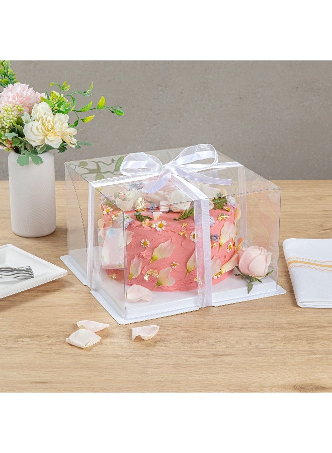 Restaurantware Sweet Vision 10 Inch x 6.75 Inch Transparent Cake Boxes, 10 Grease Resistant Base Clear Cake Boxes - Disposable, Plastic Birthday Cake Boxes, For Weddings Or Birthdays - Image 4