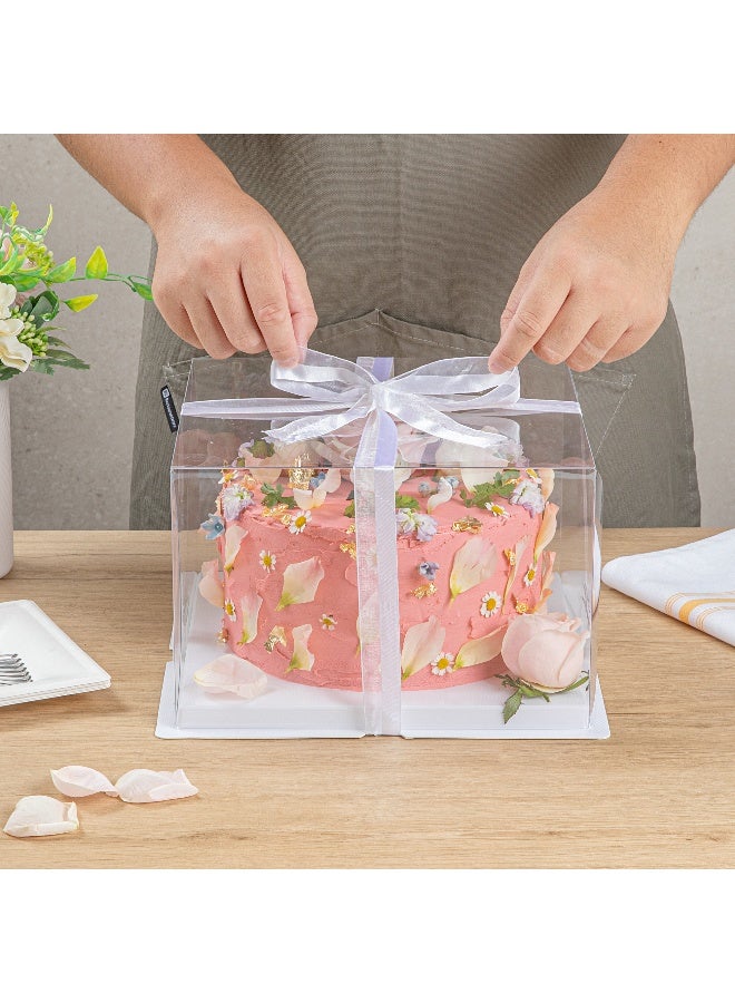 Restaurantware Sweet Vision 10 Inch x 6.75 Inch Transparent Cake Boxes, 10 Grease Resistant Base Clear Cake Boxes - Disposable, Plastic Birthday Cake Boxes, For Weddings Or Birthdays - Image 5
