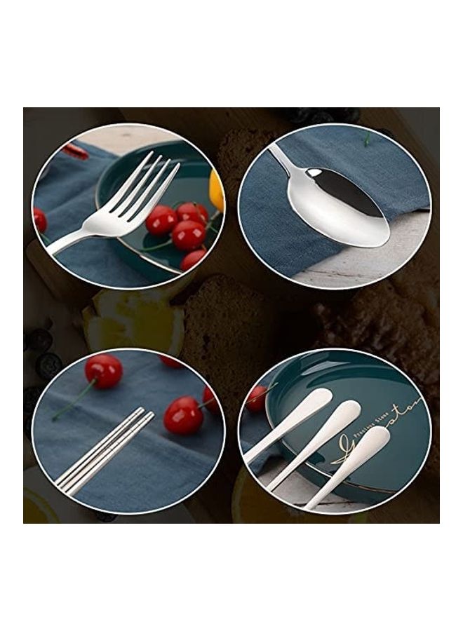 مجموعة أدوات مائدة محمولة من 8 قطع فضي - Image 2