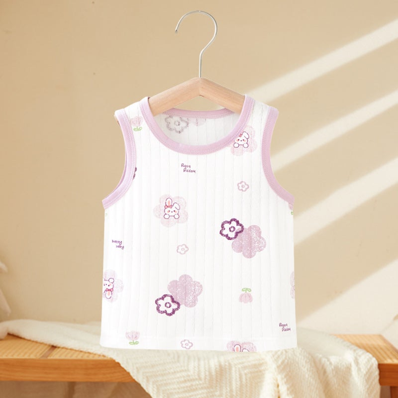 Baby Vest Summer Outer Wear Pure Cotton Boys'' Thin Clothes Children''s Cartoon Base Clothes Baby Girl''s Summer Top - Image 1