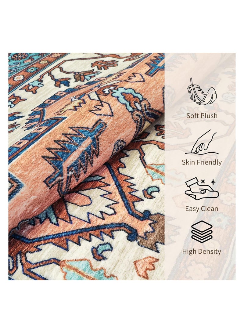 أنمي ممسحة بوهيمية 120 * 80 سم ، سجادة أرضية من الصوف الصناعي غير قابلة للانزلاق وقابلة للغسل منخفضة الوبر - Image 2
