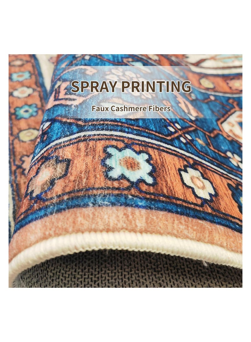 أنمي ممسحة بوهيمية 120 * 80 سم ، سجادة أرضية من الصوف الصناعي غير قابلة للانزلاق وقابلة للغسل منخفضة الوبر - Image 3