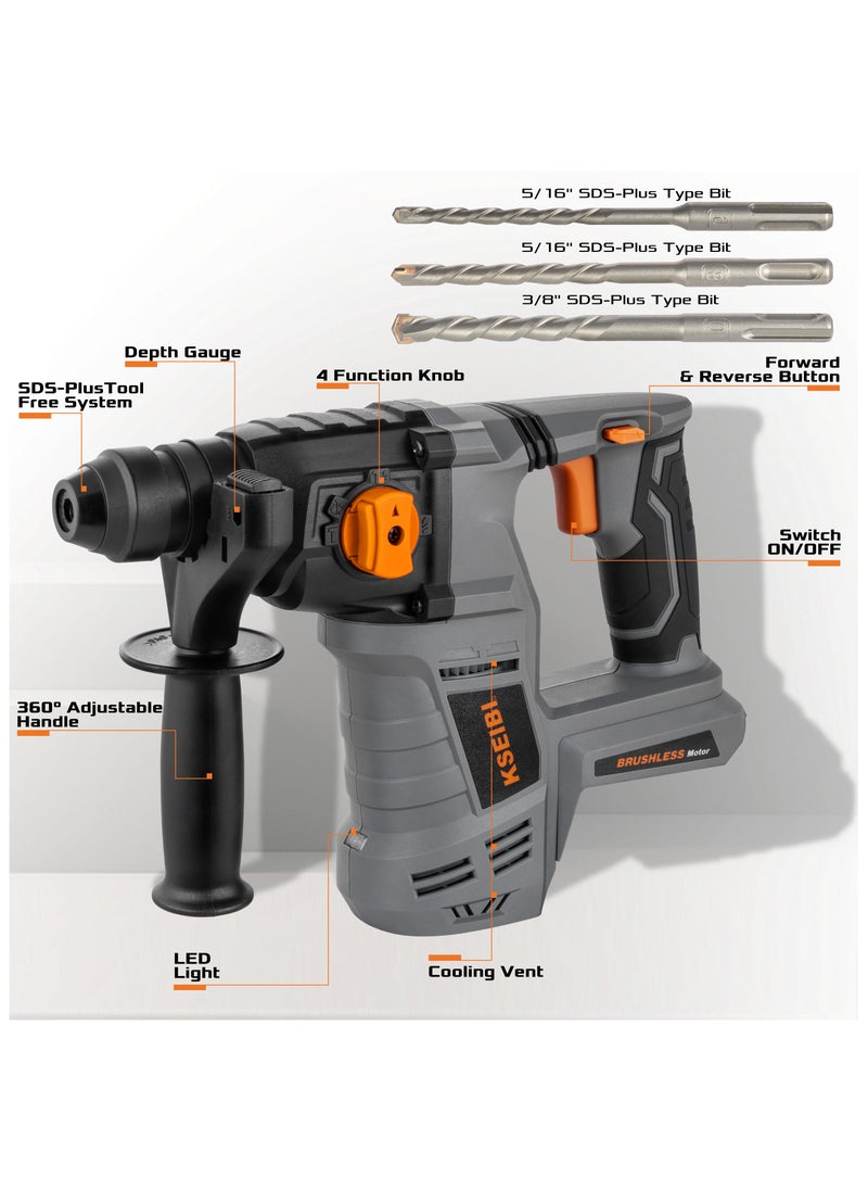 KSEIBI KBH 20 VEC-26 Cordless Brushless Rotary Hammer (MACHINE ONLY) Versatile And Powerful Tool, Ideal For Concrete Drilling, Tile Removal, Heavy-Duty Drilling, Demolition, Metal Drilling and Construction Works.  - Image 2
