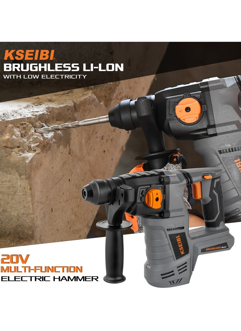 KSEIBI KBH 20 VEC-26 Cordless Brushless Rotary Hammer (MACHINE ONLY) Versatile And Powerful Tool, Ideal For Concrete Drilling, Tile Removal, Heavy-Duty Drilling, Demolition, Metal Drilling and Construction Works.  - Image 3