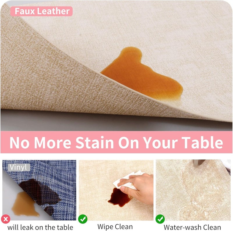 Maxpearl Faux Leather Placemats Set of 8 – Waterproof, Wipe Clean, Heat Resistant, Non-Slip Dining Table Mats for Indoor & Outdoor Use, 17”×12”, Beige - Image 4