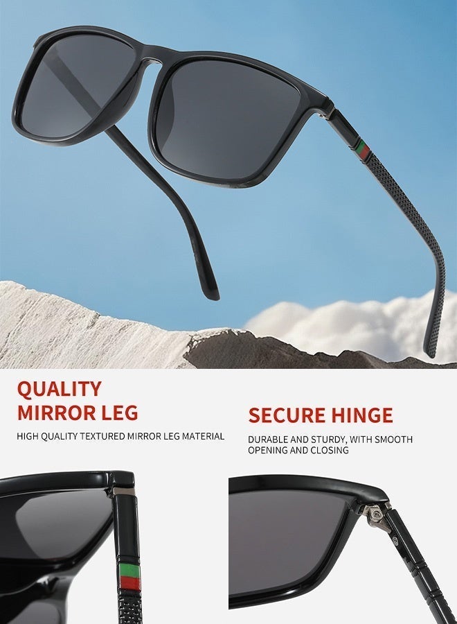 سِيكجُوك نظارات شمسية مستقطبة للرجال والنساء نسائية ورجالية نسائيه رجاليه مستطيلة كلاسيكية بتصميم فاخر بحماية UV400 لللسفر والقيادة والحياة اليومية هذه النظارات الشمسية مستوحاة من نظارة شمسيه وأنظاره وتشمل نضارات نساءيه رجالي نضرات رجال أسود - Image 4