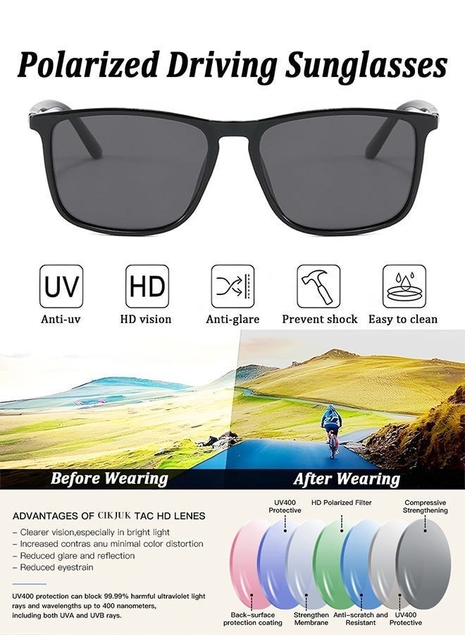 سِيكجُوك نظارات شمسية مستقطبة للرجال والنساء نسائية ورجالية نسائيه رجاليه مستطيلة كلاسيكية بتصميم فاخر بحماية UV400 لللسفر والقيادة والحياة اليومية هذه النظارات الشمسية مستوحاة من نظارة شمسيه وأنظاره وتشمل نضارات نساءيه رجالي نضرات رجال أسود - Image 3