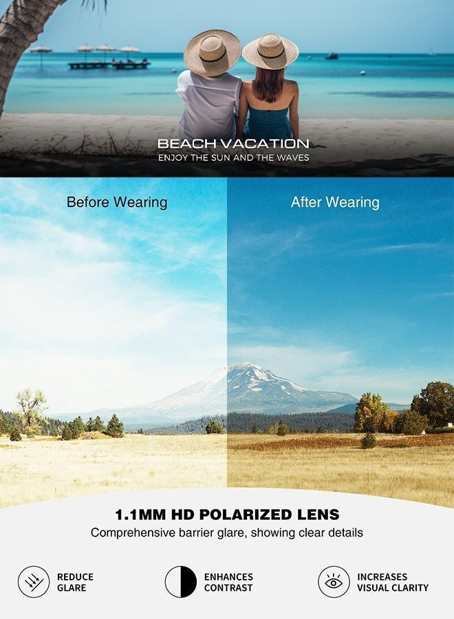 سِيكجُوك نظارات شمسية مستقطبة للرجال والنساء نسائية ورجالية نسائيه رجاليه مستطيلة كلاسيكية بتصميم فاخر بحماية UV400 لللسفر والقيادة والحياة اليومية هذه النظارات الشمسية مستوحاة من نظارة شمسيه وأنظاره وتشمل نضارات نساءيه رجالي نضرات رجال أسود - Image 5