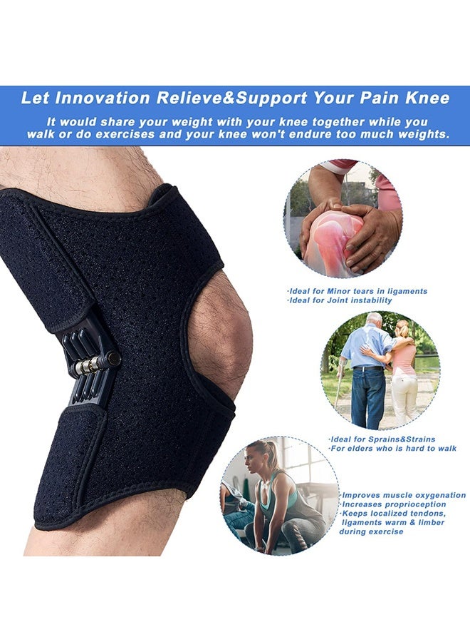 Arabest دعامات دعم المفاصل للركبة، دعامات دعم الركبة غير القابلة للانزلاق للرجال والنساء، دعامات دعم تخفيف آلام الركبة، معزز حماية الركبة القوي للتسلق والقرفصاء وكرة الطائرة، أسود، 1 زوج - Image 2