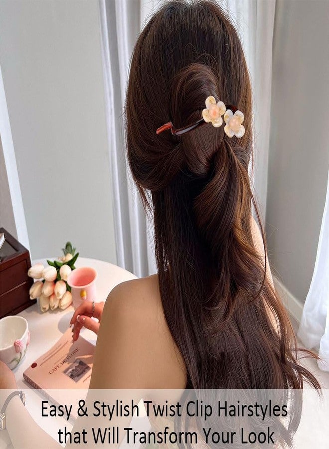Aeenioy Banana Clips for Hair, 3Pcs Hair Clips for Women, Stylish Flower Hair Clips for Women, Hair Accessories for Casual and Formal Events, Pink, Apricot, Beige - Image 5