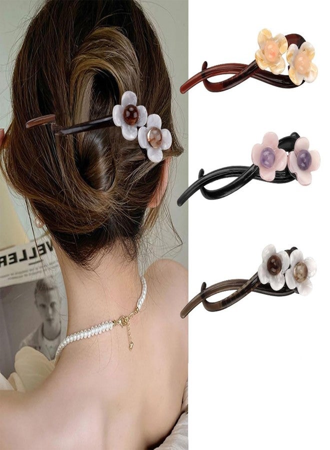 Aeenioy Banana Clips for Hair, 3Pcs Hair Clips for Women, Stylish Flower Hair Clips for Women, Hair Accessories for Casual and Formal Events, Pink, Apricot, Beige - Image 1