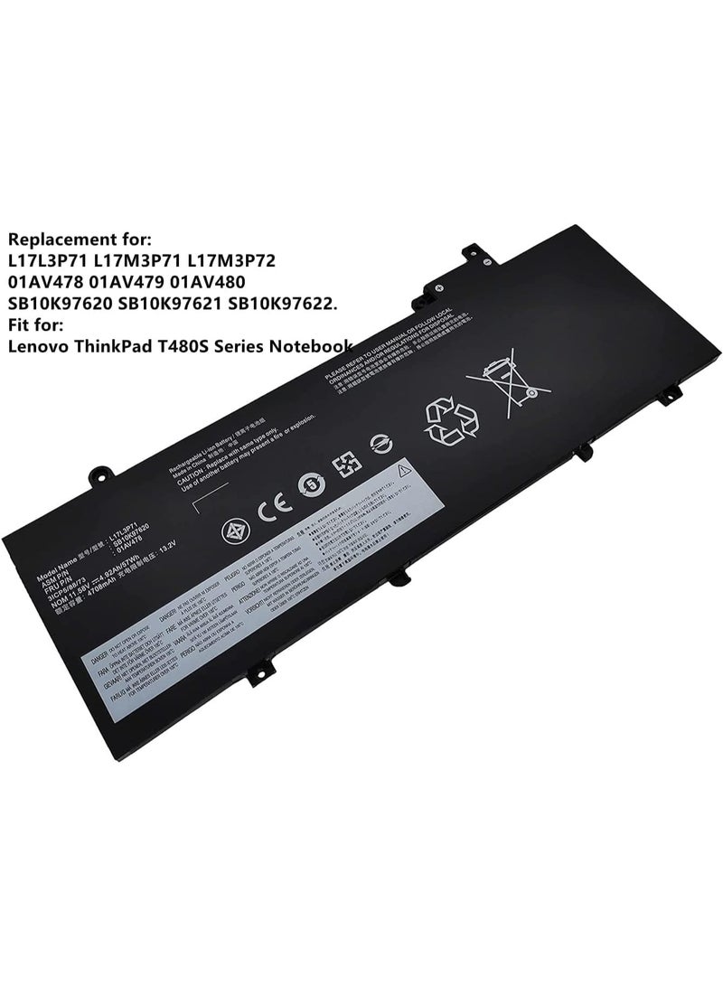 Terabyte New Replacement .L17L3P71 for Len.ovo ThinkPad T480S Series L17M3P71 L17M3P72 01AV478 01AV479 01AV480 SB10K97620 SB10K97621 SB10K97622 11.5 8V 57Wh - Image 4