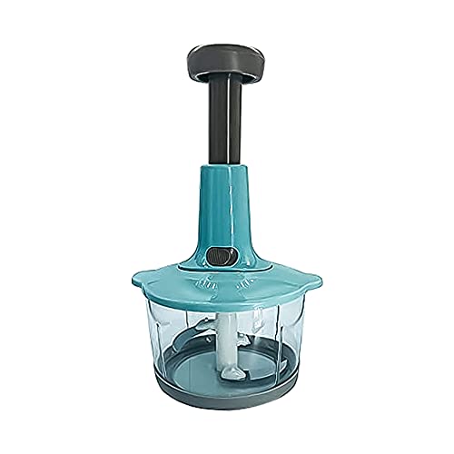 Volo Manual Food Chopper and Hand Push Vegetable Chopper, Cutter, Mixer Set for Kitchen with 3 Stainless Steel Blade + Plastic Mixing Blade (Grey)(Pack of 1) - Image 1