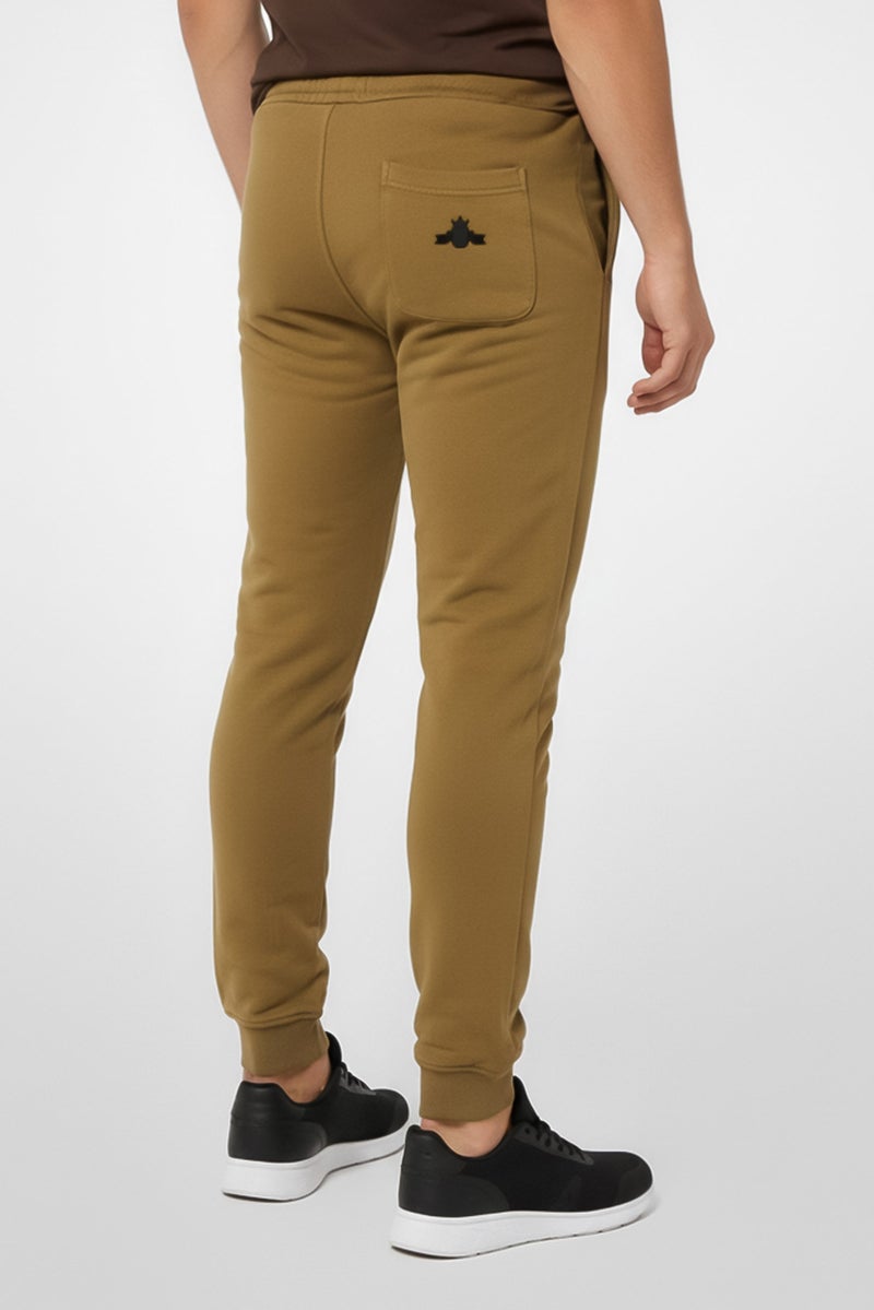 Replay Men Regular Fit Drawstring Brand Logo Sweatpants, Olive - Image 4