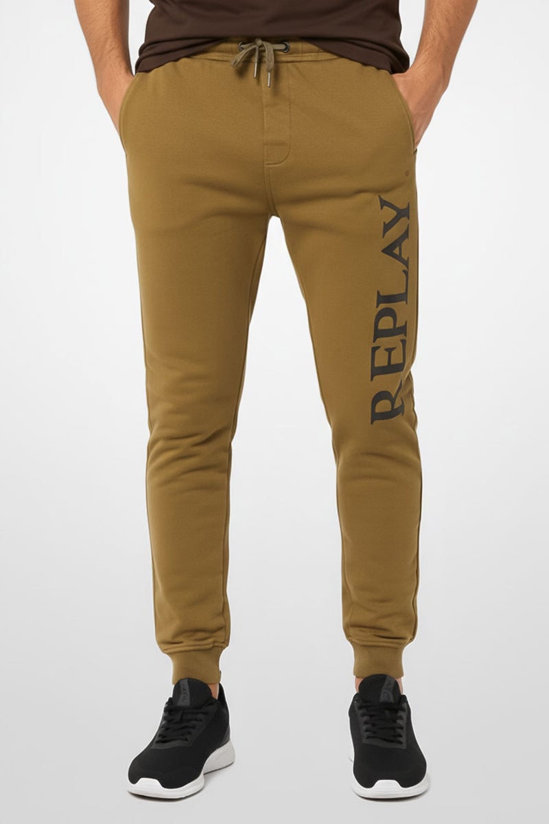 Replay Men Regular Fit Drawstring Brand Logo Sweatpants, Olive - Image 1