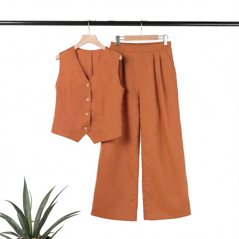 Fashion Vest and Pants Two-Piece Set, Casual Patchwork Lounge Suit - Image 4