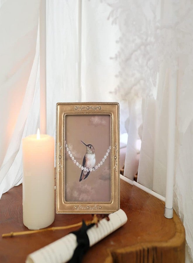 SIKOO 2.5x3.5 Vintage Picture Frames, Small Picture Frame, Wallet Size, Ornate Picture Frames, Mini Photo Frame, Table Top Display and Wall Mount, Antique Home Decor, Bronze - Image 3