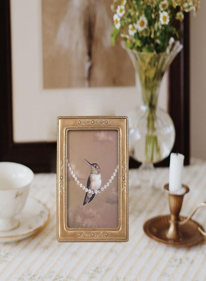SIKOO 2.5x3.5 Vintage Picture Frames, Small Picture Frame, Wallet Size, Ornate Picture Frames, Mini Photo Frame, Table Top Display and Wall Mount, Antique Home Decor, Bronze - Image 4