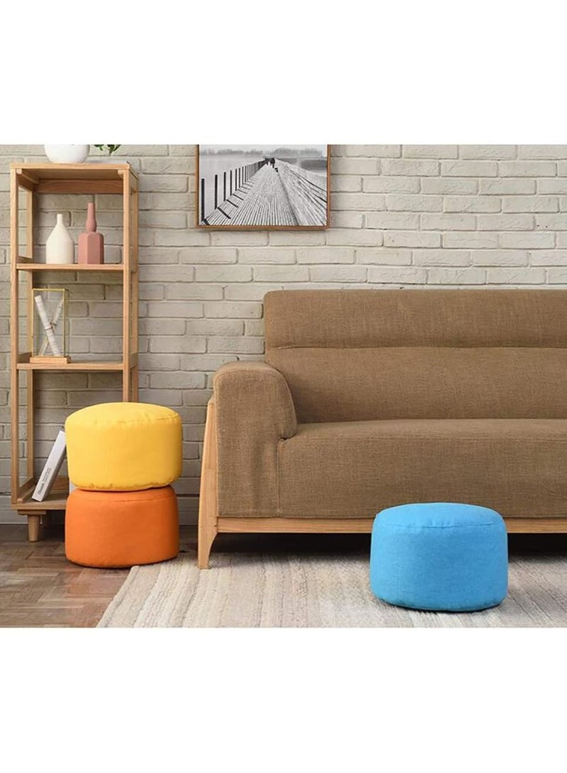 Generic Round Floor Ottoman Pouf, Bean Bag Floor Pillow Pouffe with Removable and Washable Cover, Comfortable Solid Color Footrest Stool-Rose Red||35x35  - Image 4
