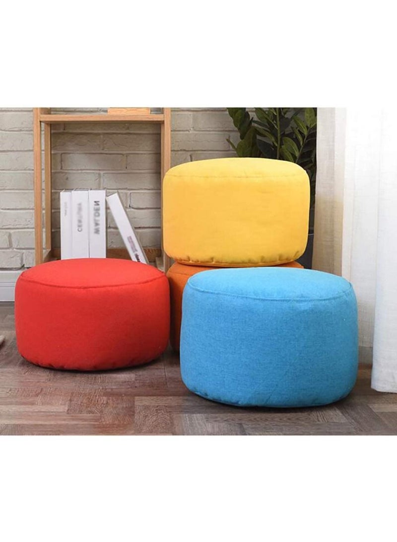 Generic Round Floor Ottoman Pouf, Bean Bag Floor Pillow Pouffe with Removable and Washable Cover, Comfortable Solid Color Footrest Stool-Rose Red||35x35  - Image 3