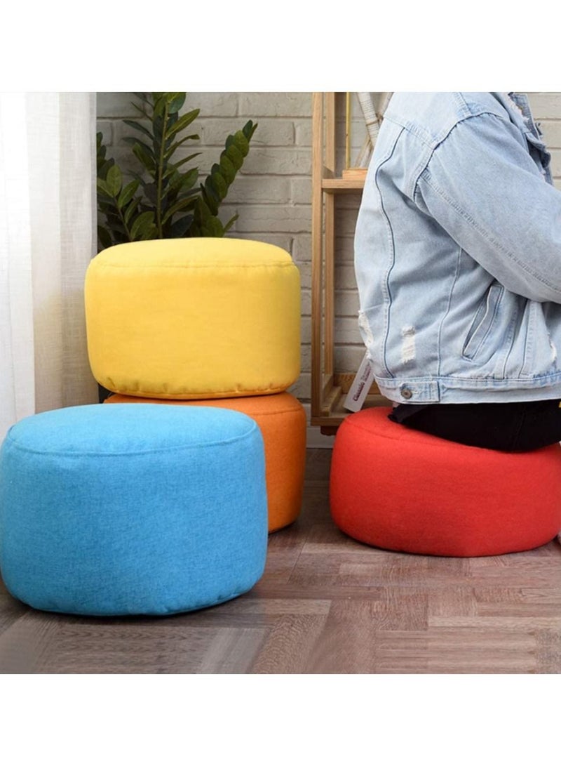 Generic Round Floor Ottoman Pouf, Bean Bag Floor Pillow Pouffe with Removable and Washable Cover, Comfortable Solid Color Footrest Stool-Rose Red||35x35  - Image 5