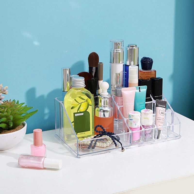 Stadash Clear Plastic 16 Compartment Makeup Lipstick Holder Organizer Transparent Cosmetic Storage Box Nail Polish  Skincare Display Case for Vanity Dressing Table Organizer - Image 5