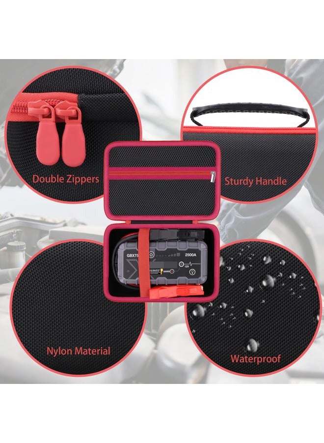 Flaxune Protection Storage Case Compatible with NOCO Boost GB70 / X GBX75 UltraSafe Jump Starter Lithium Battery Booster Pack and Accessories（Black Case + Red Zipper）-Flaxune - Image 4