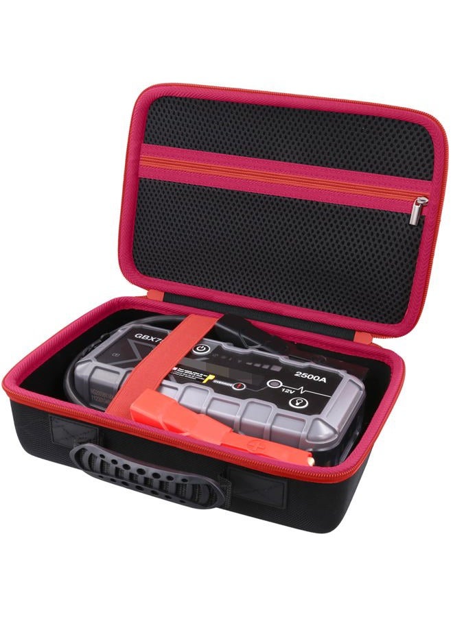Flaxune Protection Storage Case Compatible with NOCO Boost GB70 / X GBX75 UltraSafe Jump Starter Lithium Battery Booster Pack and Accessories（Black Case + Red Zipper）-Flaxune - Image 2