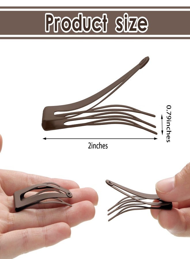 Chinco 24 Pcs Double Grip Hair Clips Metal Snap Hair Clips Barrettes Accessories 2 Inch Brown for Women Salon Supplies Accessories - Image 2