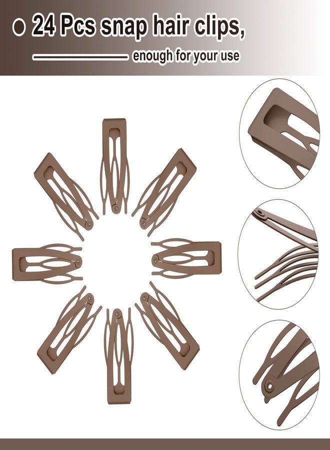Chinco 24 Pcs Double Grip Hair Clips Metal Snap Hair Clips Barrettes Accessories 2 Inch Brown for Women Salon Supplies Accessories - Image 3