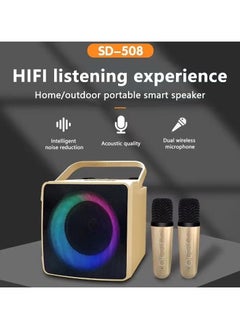 SDRD SD508 Karaoke Bluetooth Speaker with 2 Wireless Microphones – High-Powered Sound, LED Lights, Portable Party Speaker, Perfect for Home, Parties, and Outdoor Karaoke  - Image 2