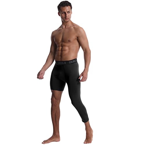 OEBLD Single Leg 3/4 Compression Tights, Unisex Sports Compression Pants, One Leg Basketball Leg Sleeves Athletic Workout Leggings Tights, Light and Strenchable - Image 2