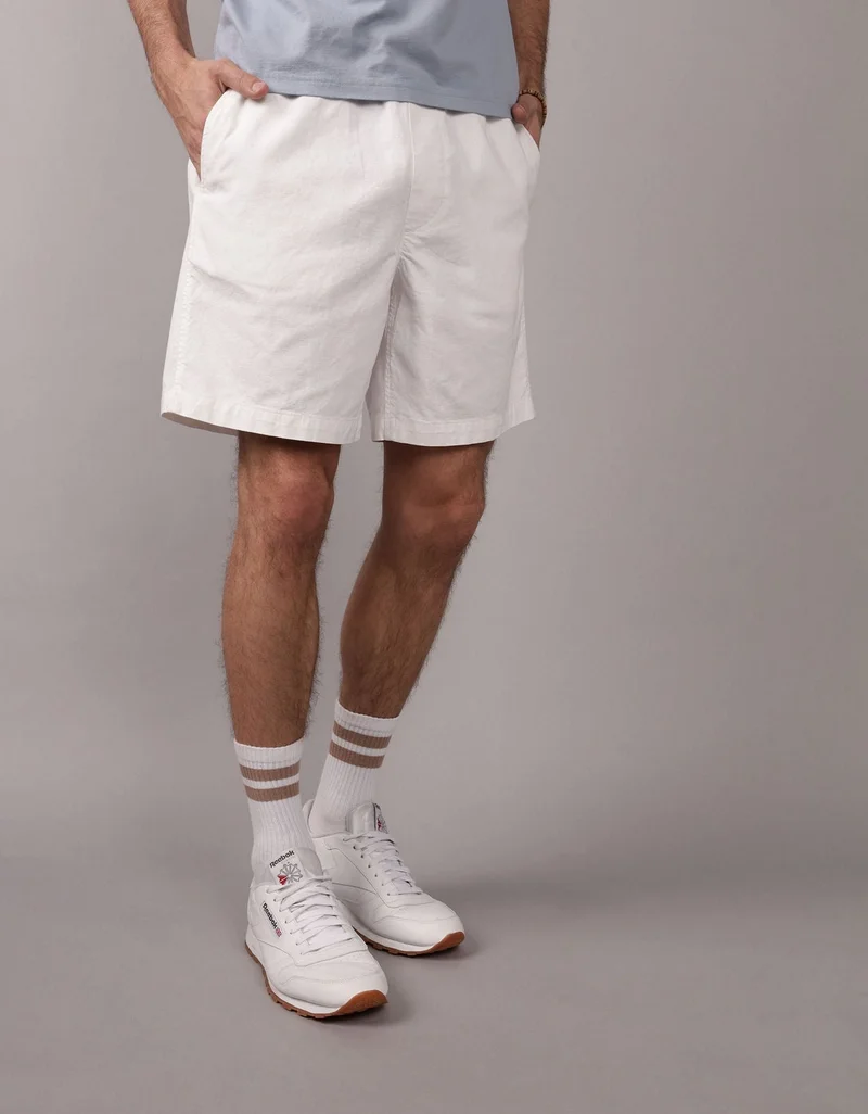 American Eagle AE Flex 8" Lived-In Linen-Blend Trekker Short