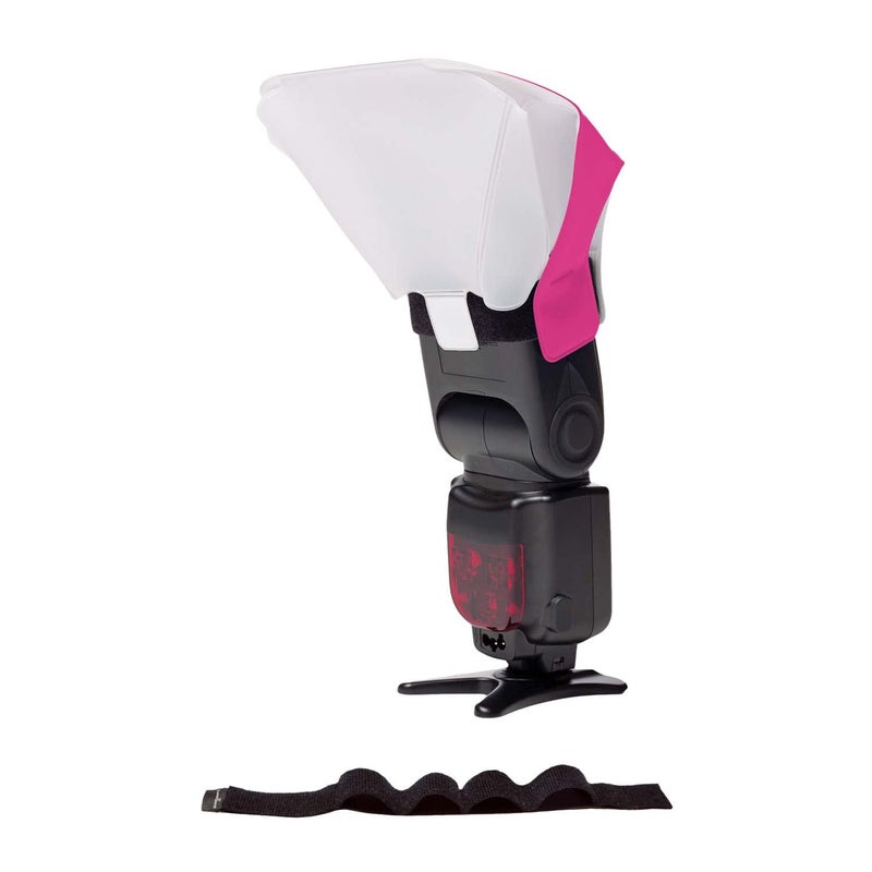 LumiQuest Ultrasoft Frosted Photography Lighting Diffuser, Compact Modifier with UltraStrap, Camera Lighting, Universal Portable Studio Lights for External Camera Flashes, Photo Light, Neon Pink - Image 1