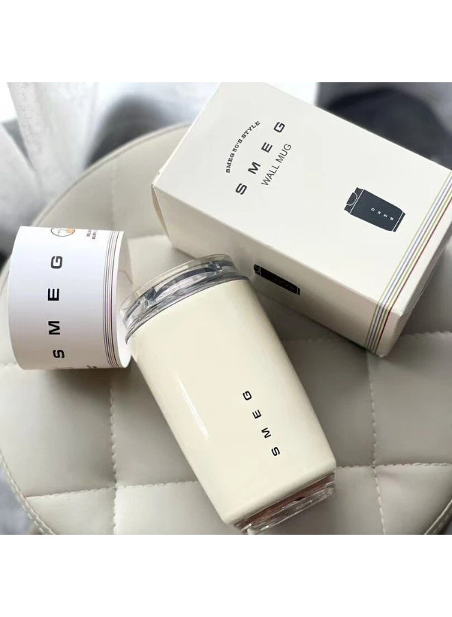 smeg Travel Coffee Mug, 320ml Insulated Beverage Cup With Leakproof Lid, Long Lasting Coffee Tumbler With Lid And Straw, Travel Coffee Thermos White - Image 3