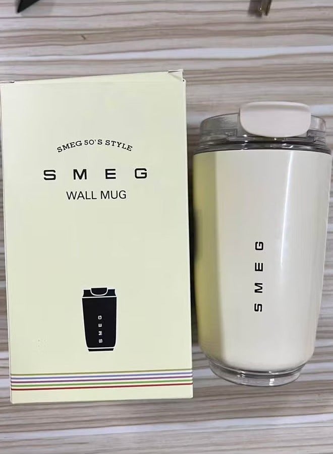 smeg Travel Coffee Mug, 320ml Insulated Beverage Cup With Leakproof Lid, Long Lasting Coffee Tumbler With Lid And Straw, Travel Coffee Thermos White - Image 4